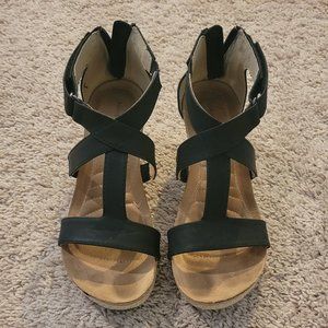 Black Wedge Sandals